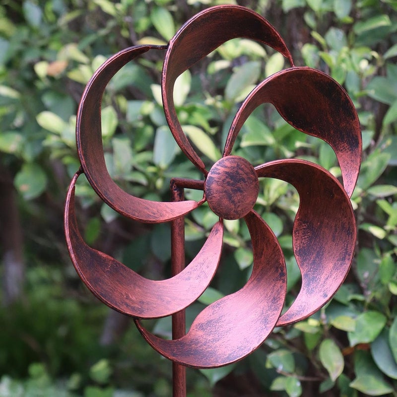 LERFUGI 360 Degree Swivel Metal Wind Spinner Single Blade Willow Leaves Classic Outdoor Decor for Garden Patio Lawn Yard 48x10 Inches - Image 5